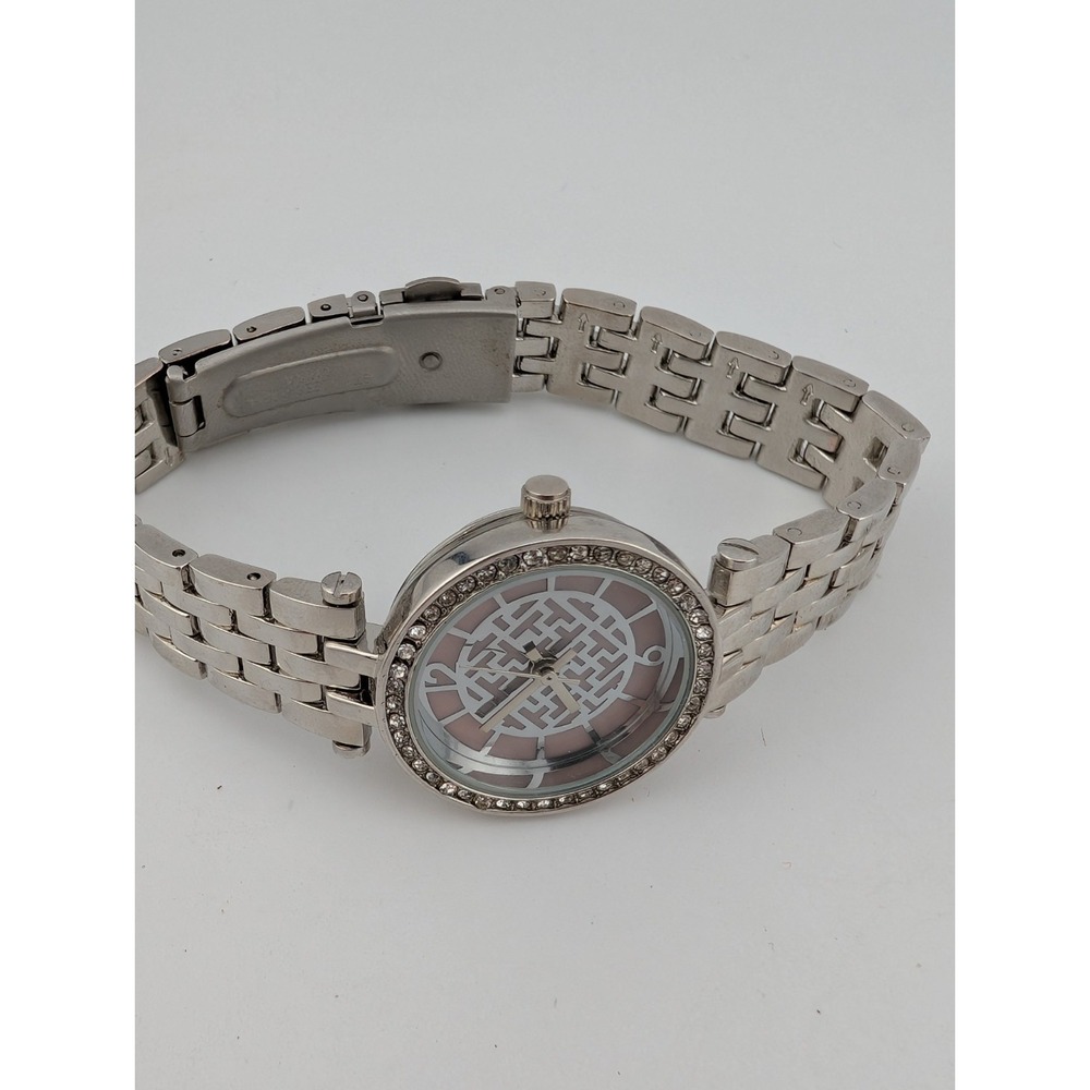 Women's Quartz Watch Silver 26mm Case Crystal Bezel 7" Band- New Battery - Picture 3 of 7
